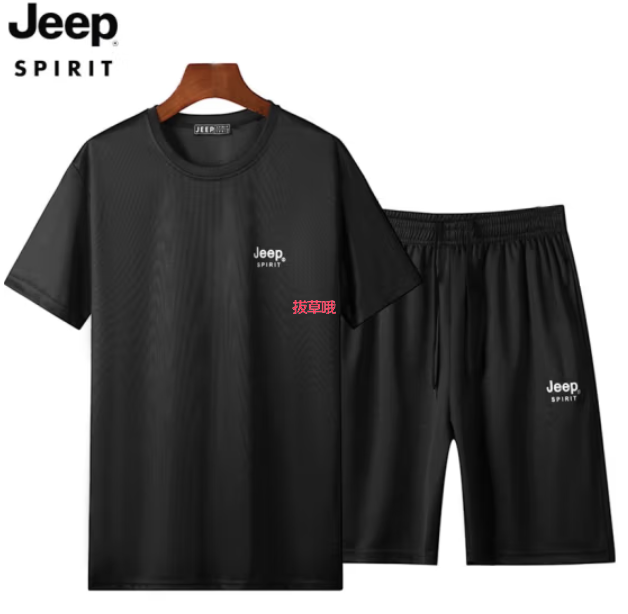 59元包邮！吉普JEEP 男士短袖短裤运动套装