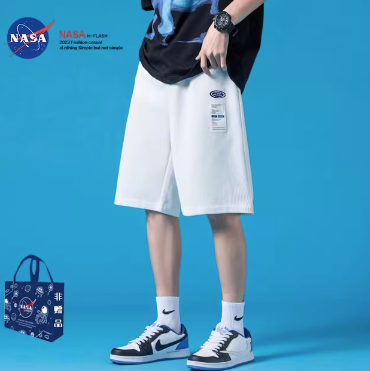 3.9元包邮！NASA华夫格潮牌短裤