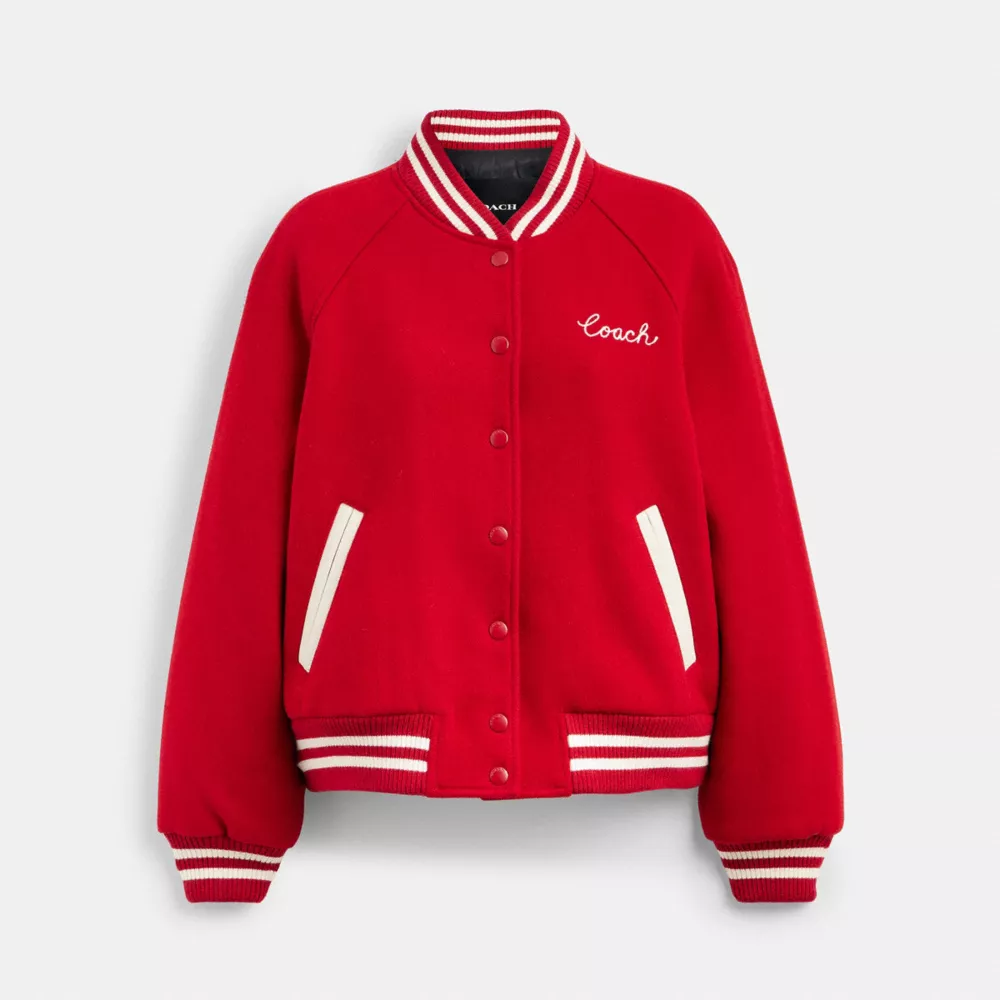 coach wool varsity jacket CDP57-RED