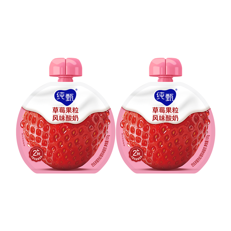 【推荐】纯甄草莓果粒风味酸奶吸吸酸奶100g×2包官方旗舰店