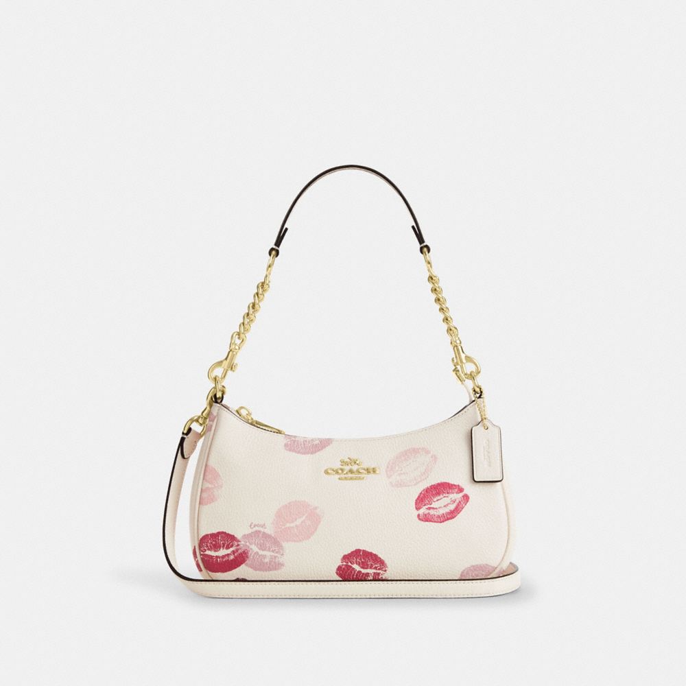 coach teri shoulder bag with lips print