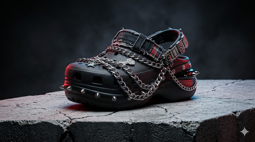 Crocs x Andersson Bell Punk Collaboration Clogs featuring metal studs, chains, and dark distressed aesthetics