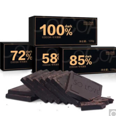 9.45元！健身代餐纯可可脂黑巧克力120g（需买4件 付37.8元包邮）