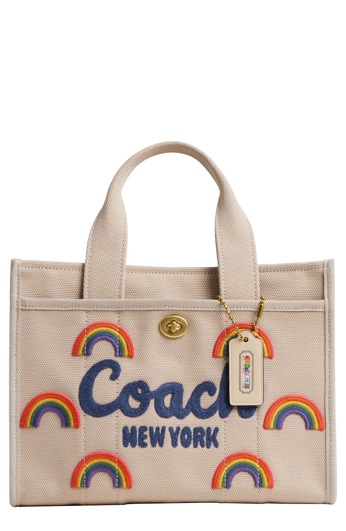 COACH Embroidered Rainbow Cotton Canvas Cargo Tote