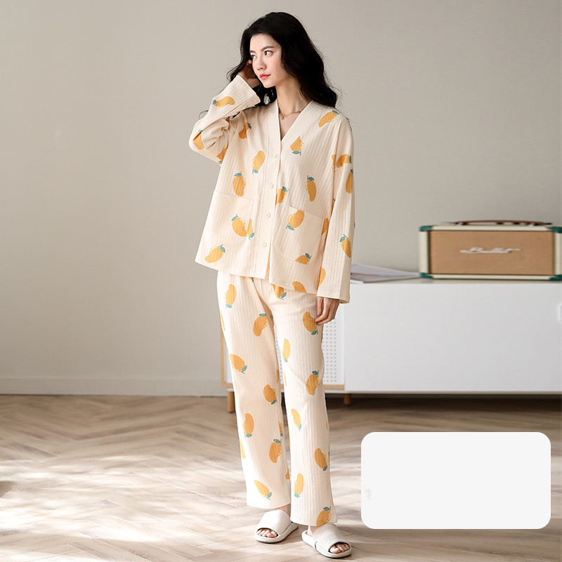 【胡可推荐】春秋季纯棉睡衣女家居服套装