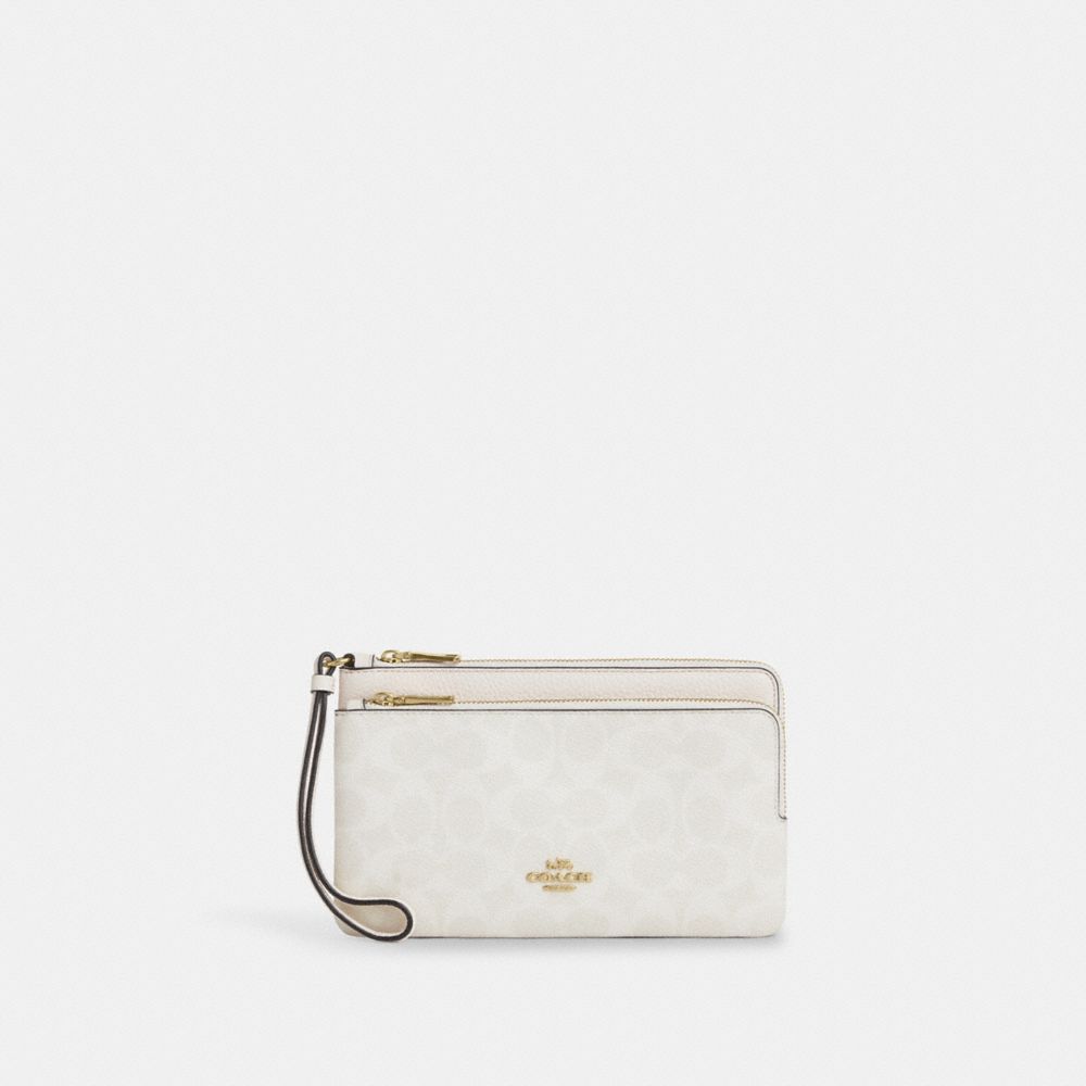 coach double zip wallet in signature canvas CX161-IMXU5