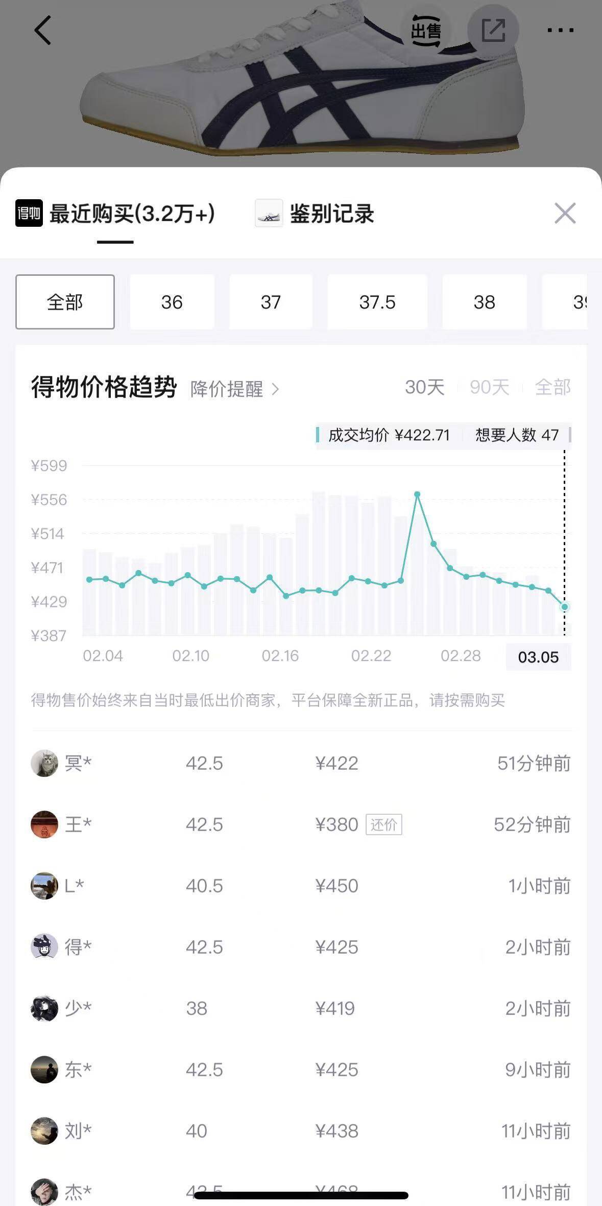 鬼冢虎经典款运动鞋 345 元券叠加九折购物金到手仅 310 元