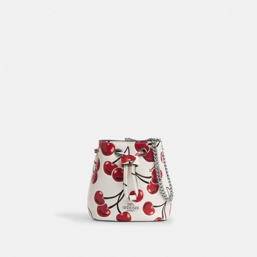 coach drawstring wristlet with cherry print CZ030-SVCAH