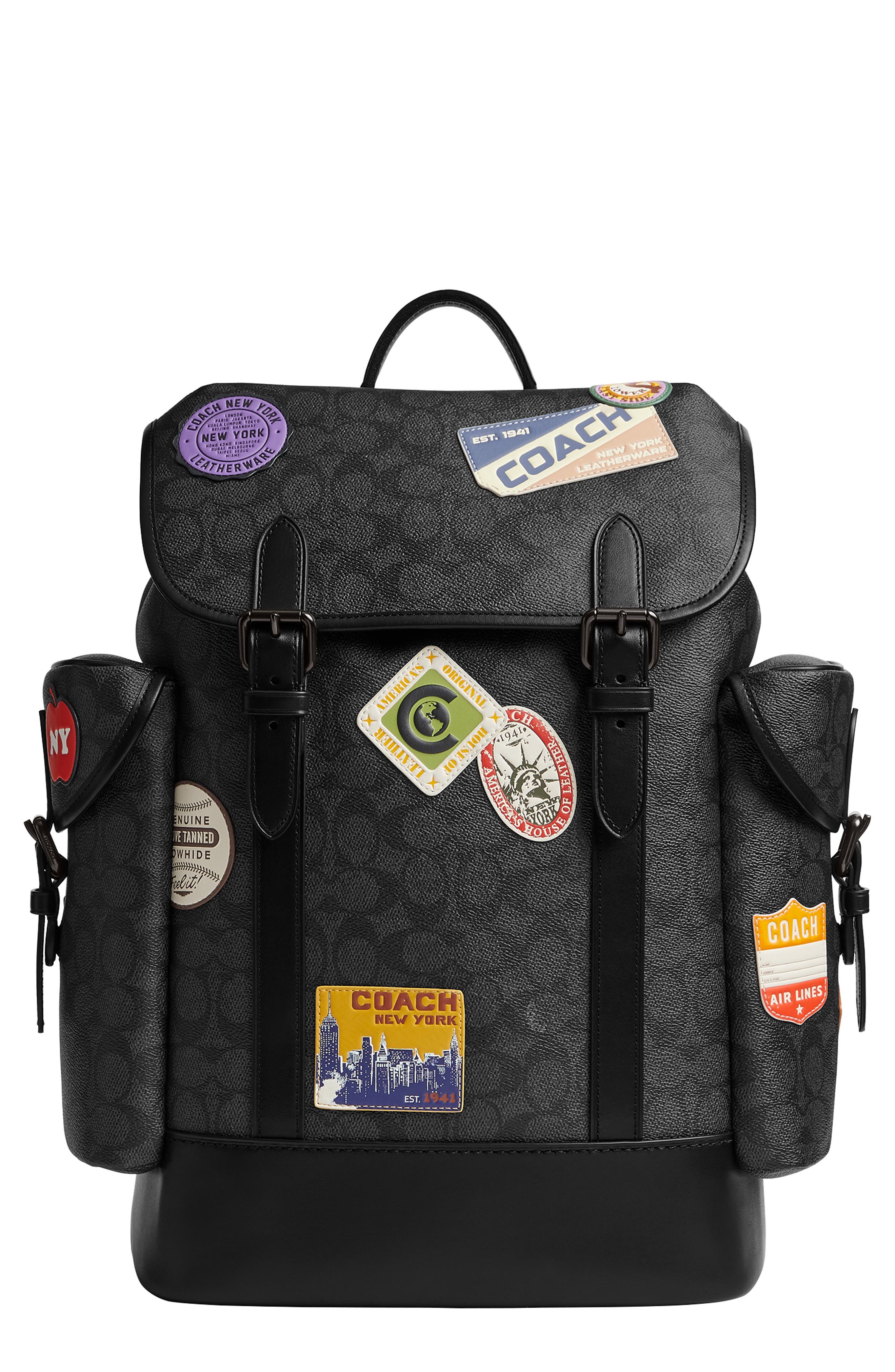 COACH Hitch Patch Embellished Signature Coated Canvas Backpack
