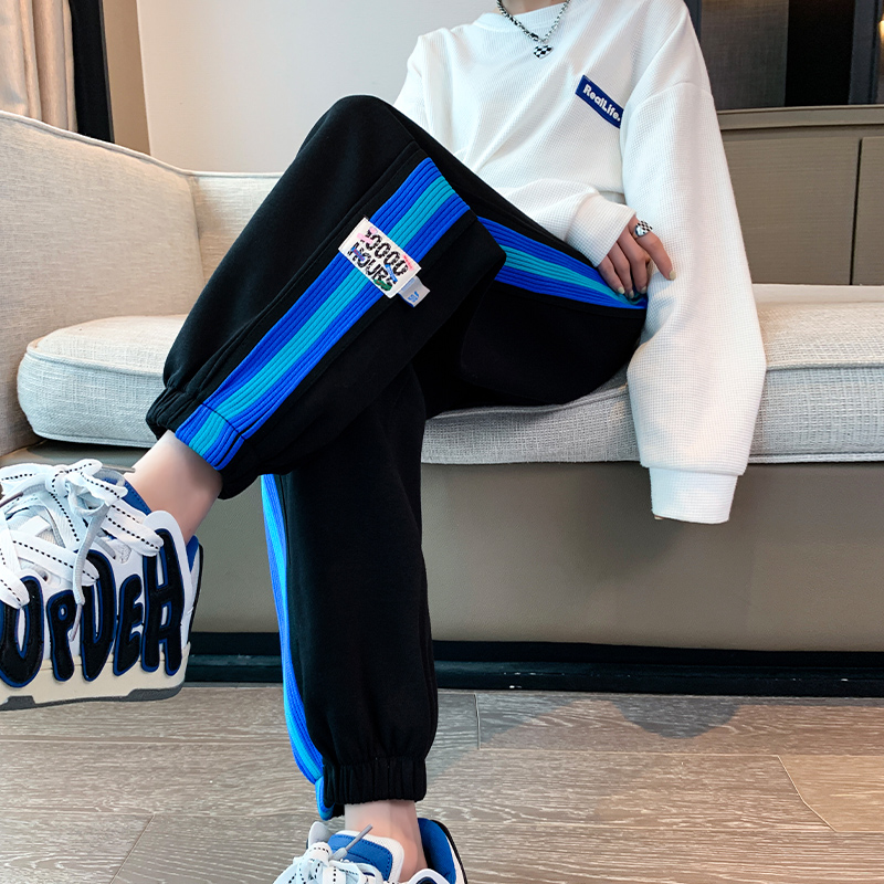 ins潮哈伦卫裤彩虹运动裤女束脚休闲裤卫裤