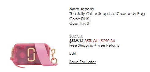2019年新款Marc Jacobs The Jelly Snapshot相机包,折后$179.7（约1258