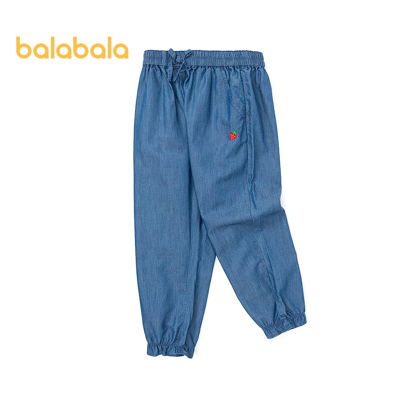  巴拉巴拉 女童小草莓刺绣甜美牛仔裤