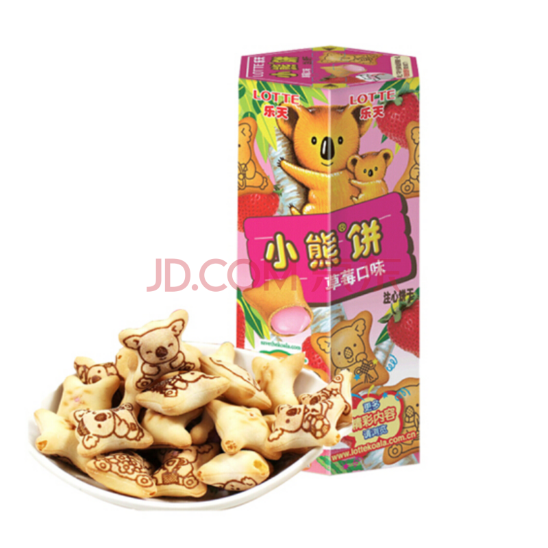 乐天儿童小熊草莓味夹心饼干*10