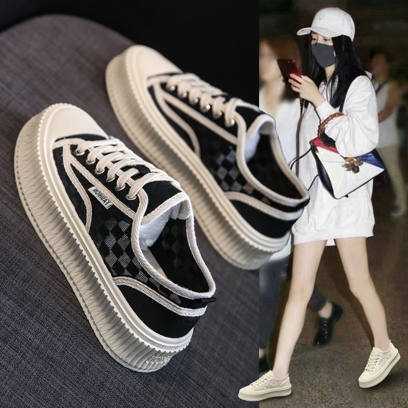 【明星同款】夏季厚底网面透气小白鞋饼干鞋