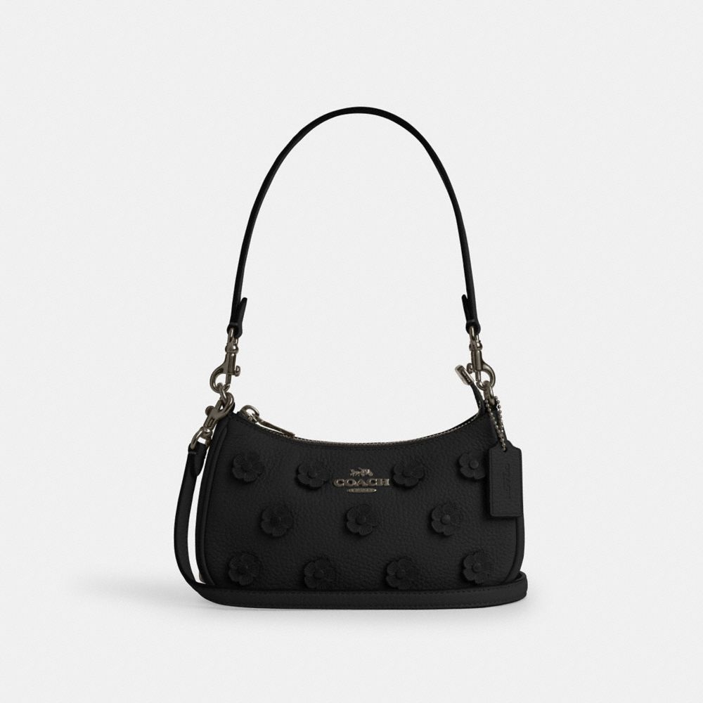 coach teri mini crossbody bag with floral applique CAJ98-QB/BK