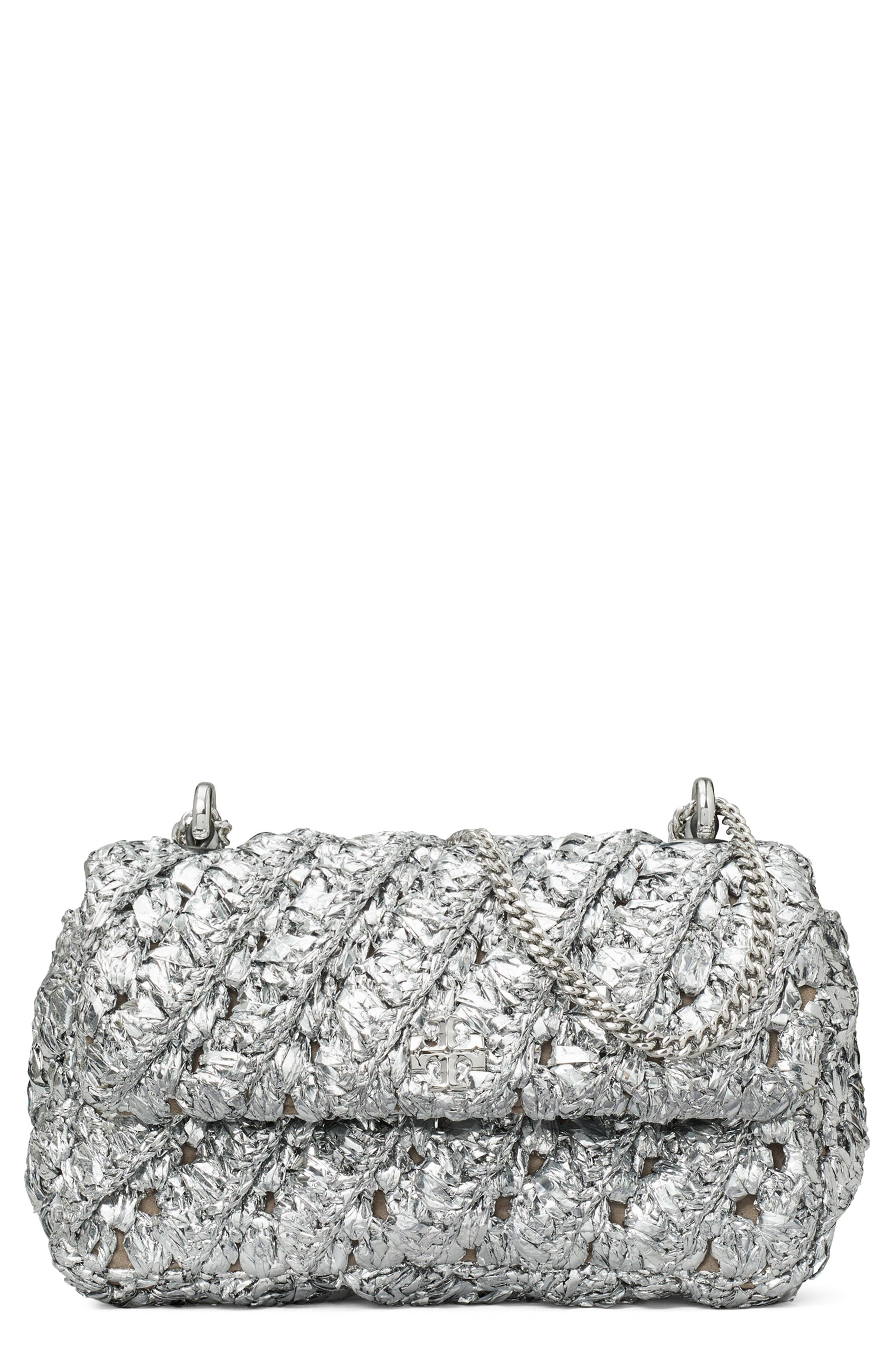 Tory Burch Kira Woven Metallic Leather Crossbody Bag