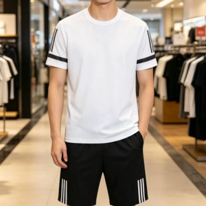 男士夏季速干运动套装短袖T恤短裤健身跑步训练服两件套健身服2