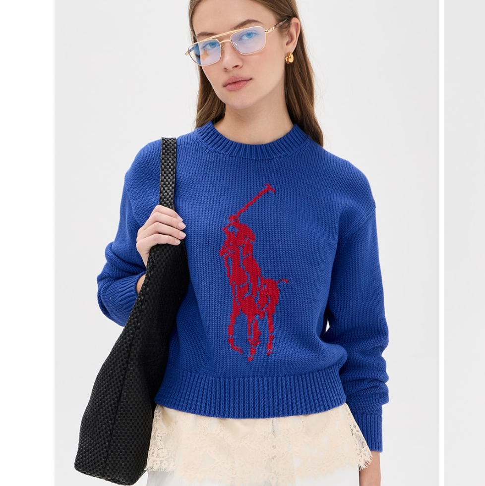 Polo Ralph Lauren 宝蓝大红马毛衣 6折优惠