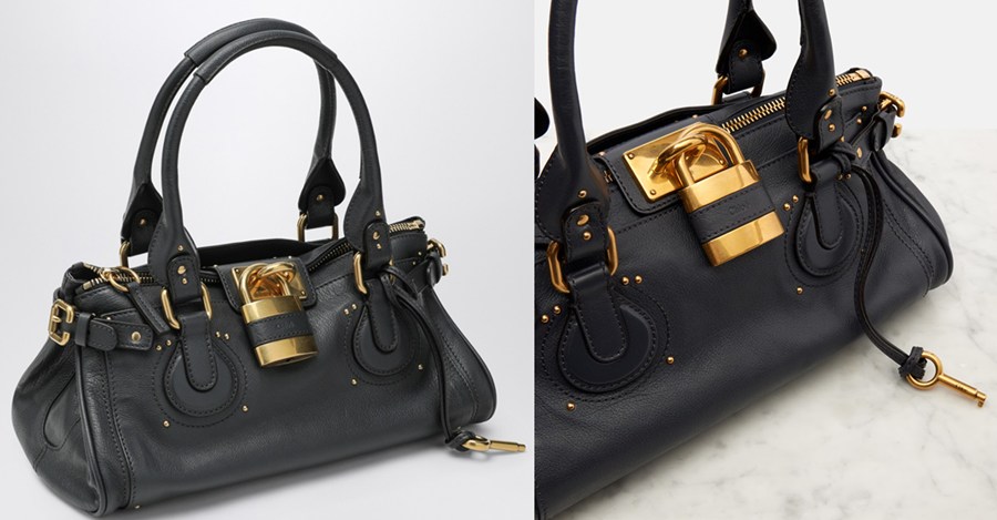 Chloé Black Navy Paddington bag with the signature padlock.