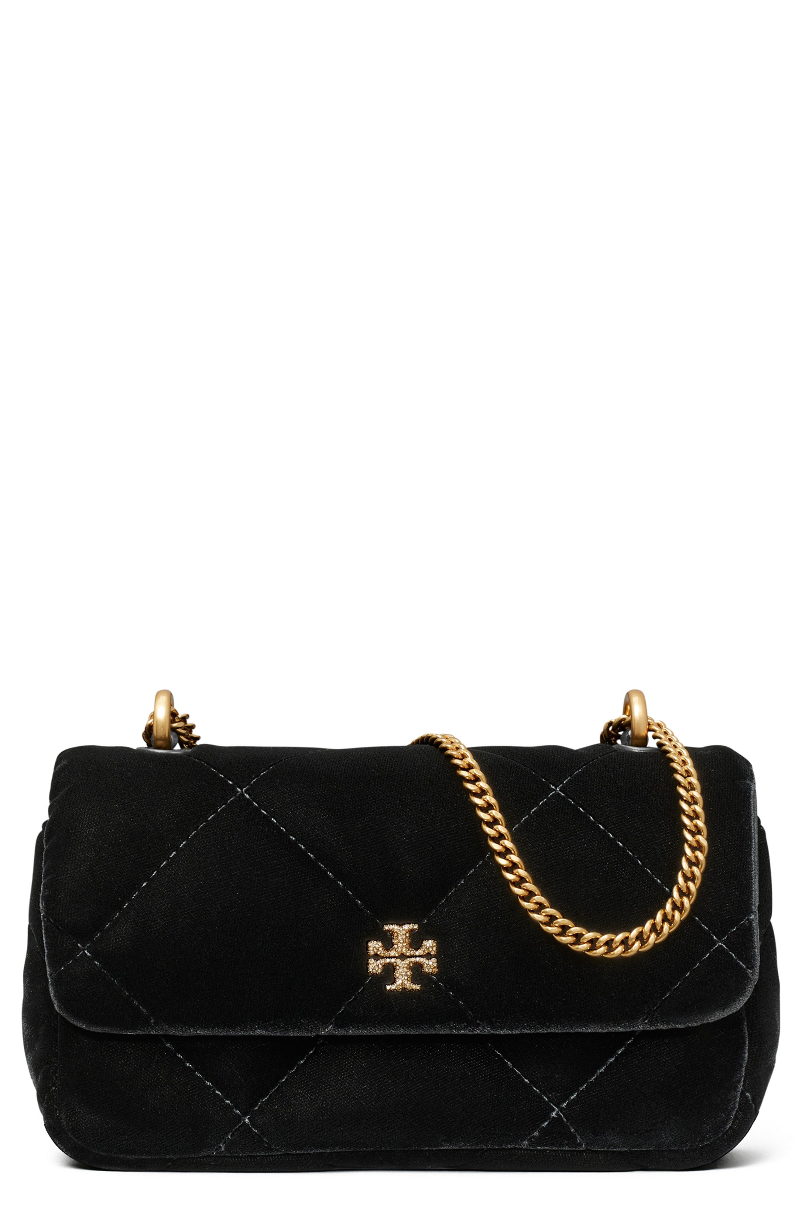 Tory Burch Kira Velvet Quilted 汤丽柏琦单肩包 Black