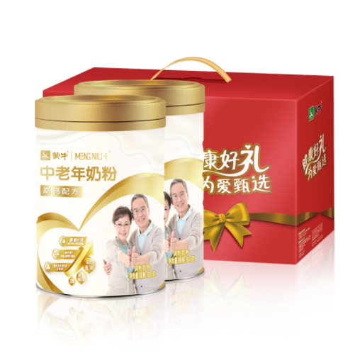 123.84元包邮！蒙牛 中老年鱼油高钙奶粉 800g*2罐礼盒装+赠马克杯 +凑单品