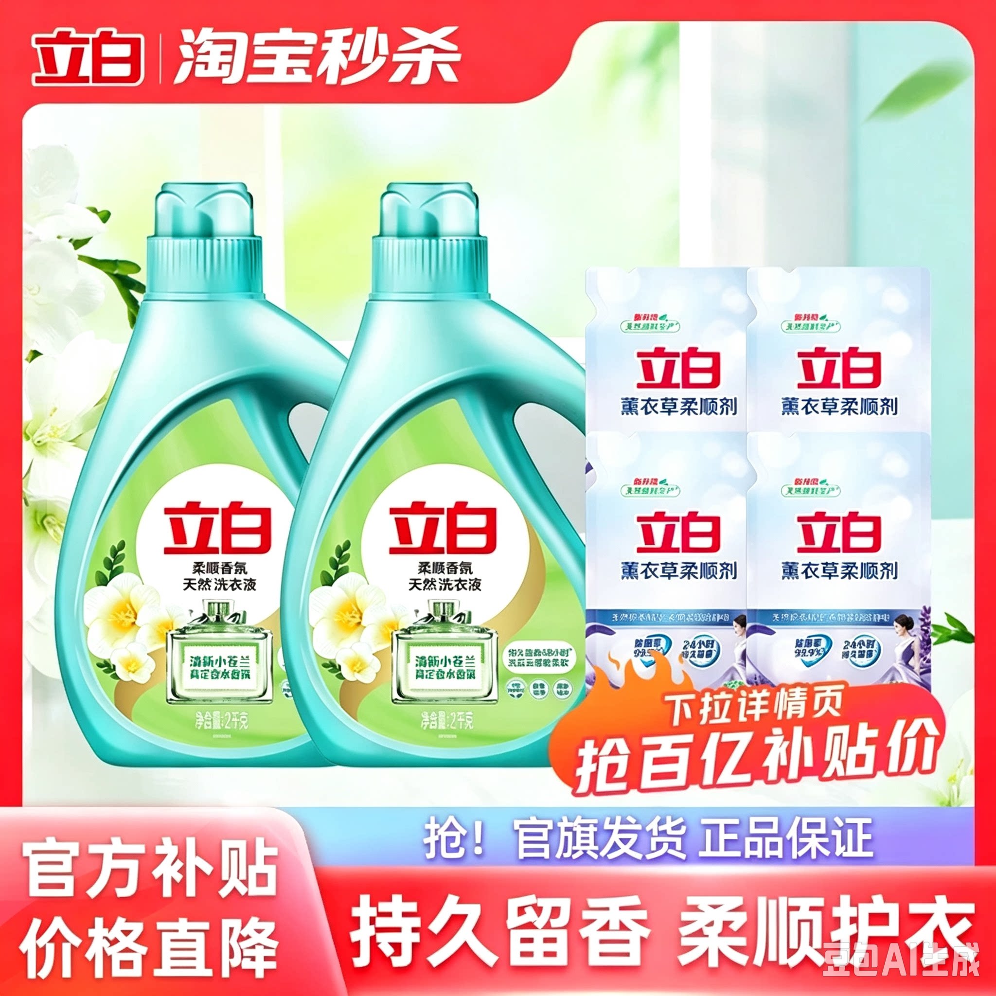 立白小苍兰柔顺香氛持久留香洗衣液祛味洗衣液柔顺洁净天然洁净
