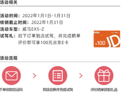 【京东】威马新能源汽车EX5-Z 试驾享100元京东E卡