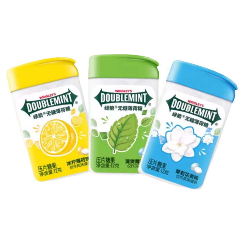 【任选6件】绿箭薄荷糖无糖约20粒瓶装多口味便携装糖果零食