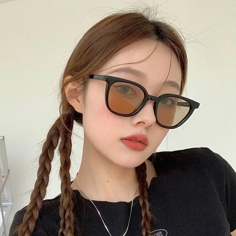 GM黑框茶色墨镜太阳眼镜防紫外线强光