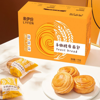 19.9元包邮！来伊份手撕酵母面包1000g
