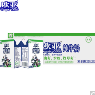 39.9元包邮！欧亚 全脂纯牛奶 200g*20盒