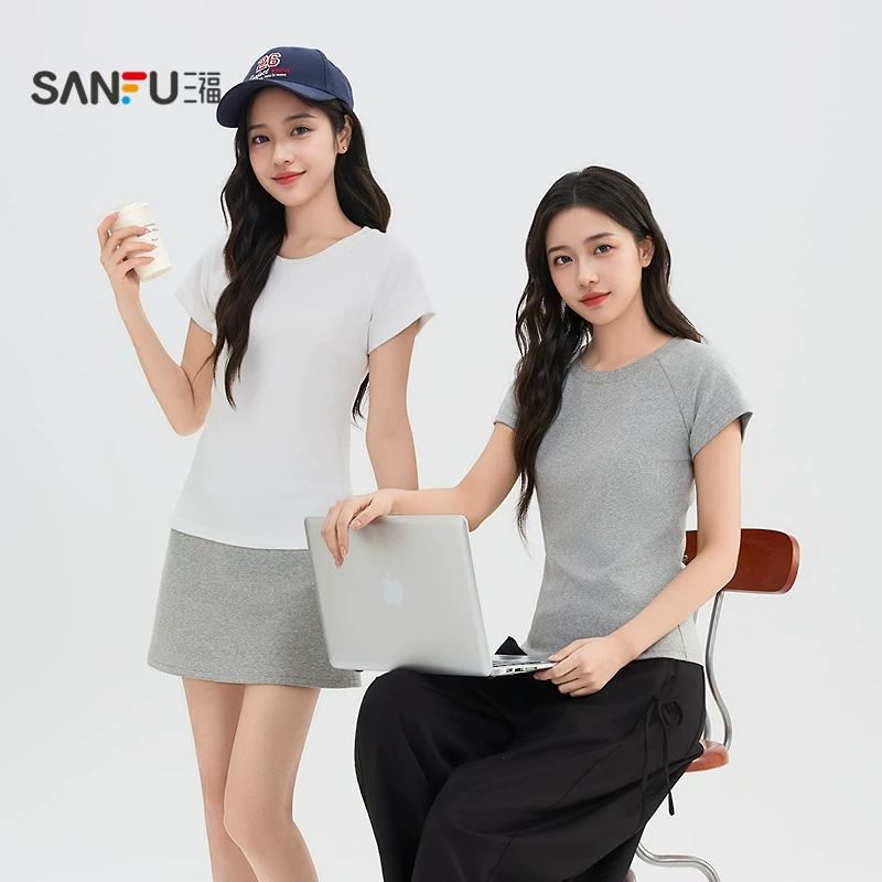 三福夏季简约休闲短袖女