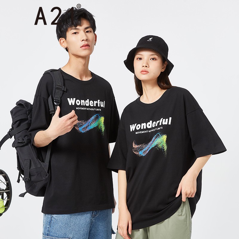 【官方旗舰店】A21 新款百搭宽松圆领短袖上衣 男女同款
