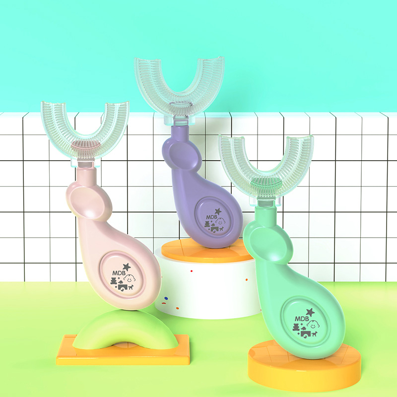 儿童U型清洁牙刷1支宝宝硅胶软毛口腔清洁