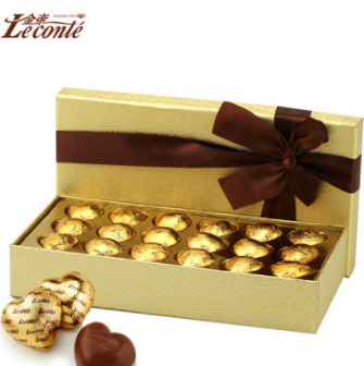 19.9元包邮！金帝 金色心形巧克力 纯可可脂 18粒 礼盒装（赠手拎袋）
