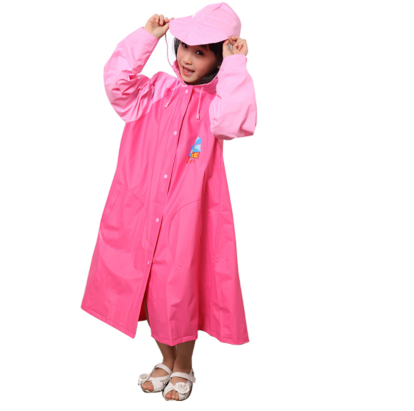 14.9元包邮！儿童加厚雨衣带书包位长款雨披