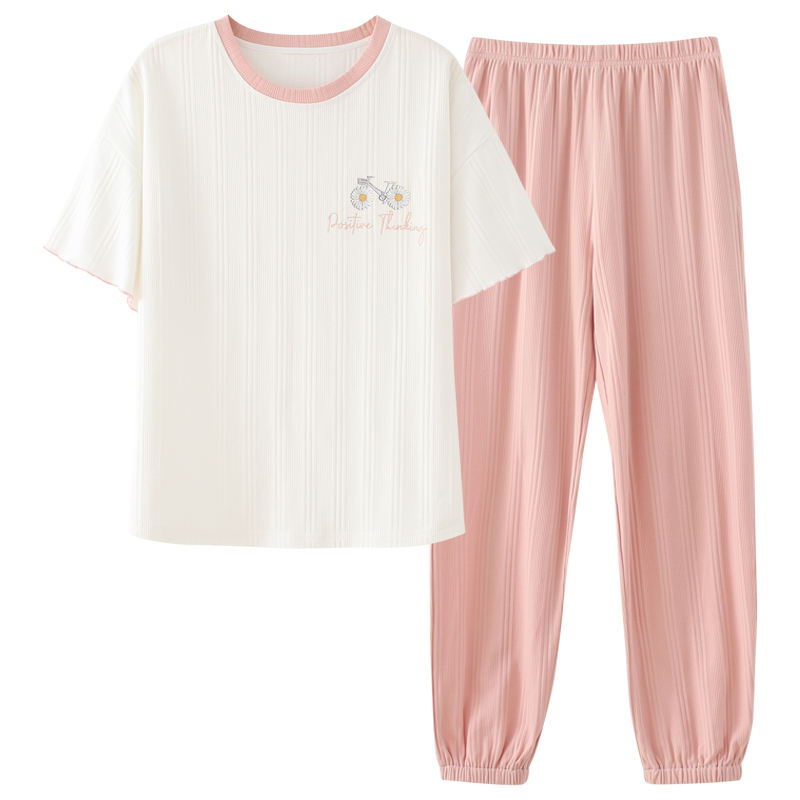 猫人大牌！短袖长裤时尚小清晰睡衣