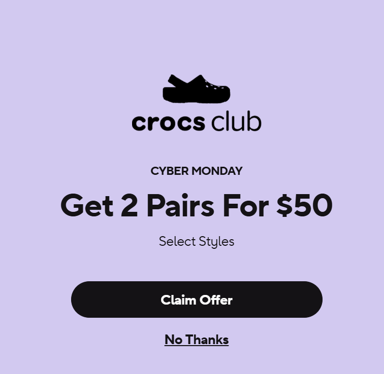 网一大促，Crocs 官网2双$50惊喜回归