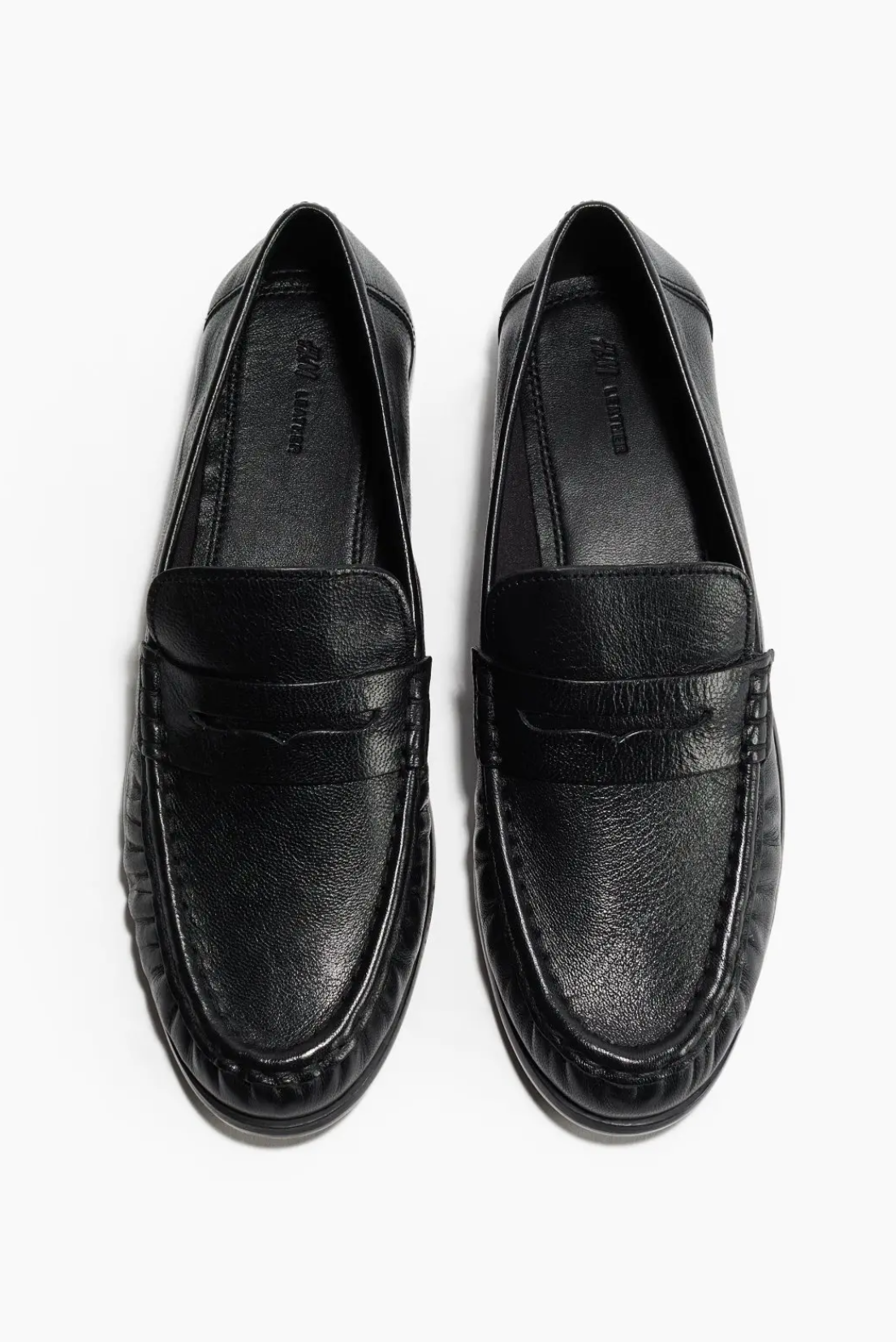 H&M Genuine Leather Loafers Black
