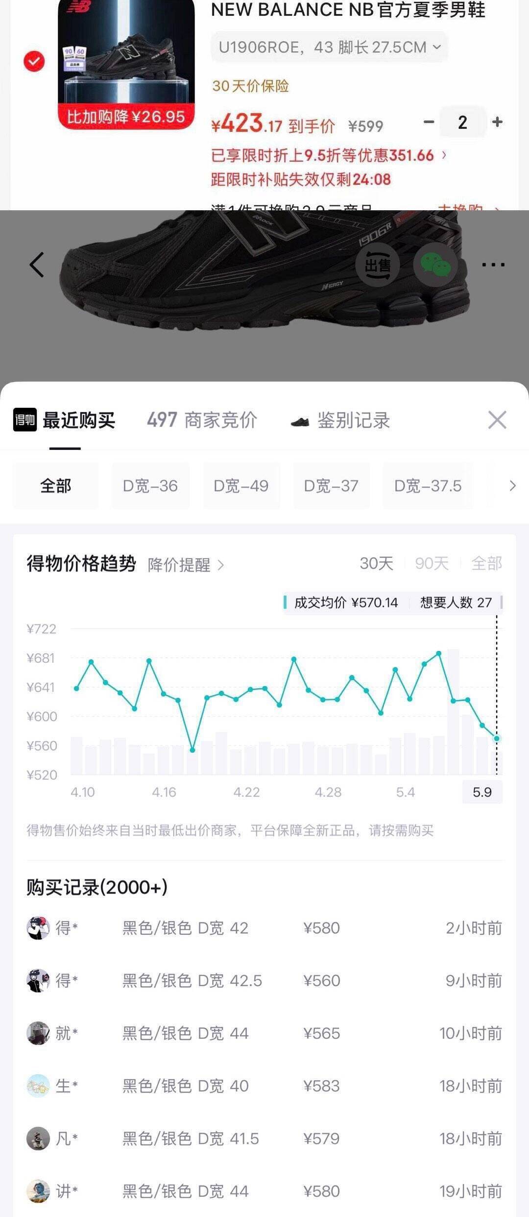 新百伦1906ROE到手422元
