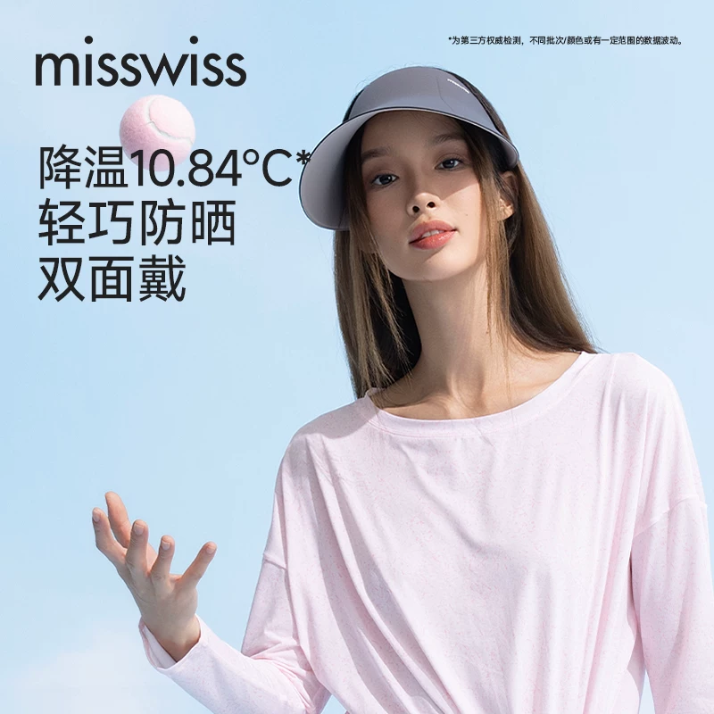 MissWiss双面防晒帽夏季防紫外线百搭空顶帽