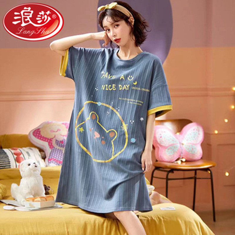 【浪莎】2022年新款睡裙女夏季薄款