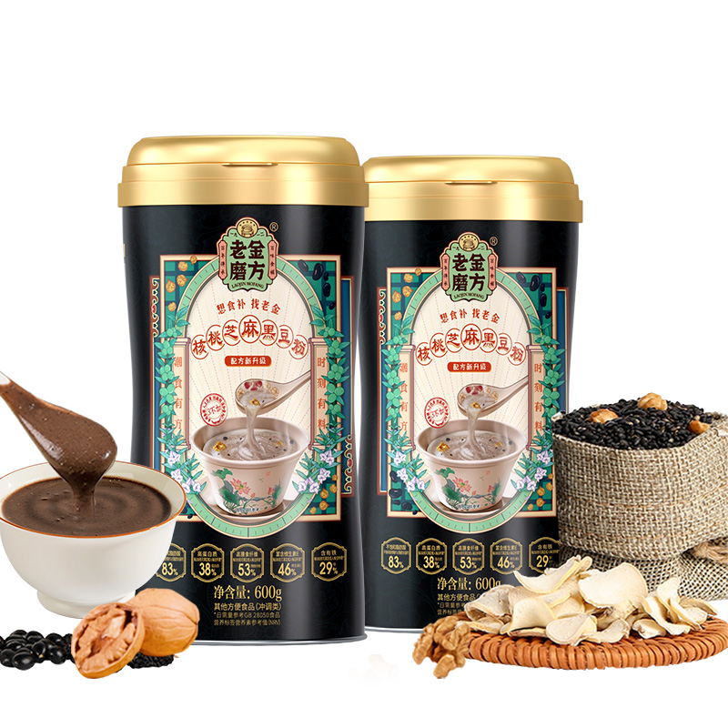 【拍3件】老金磨方核桃芝麻黑豆粉600g