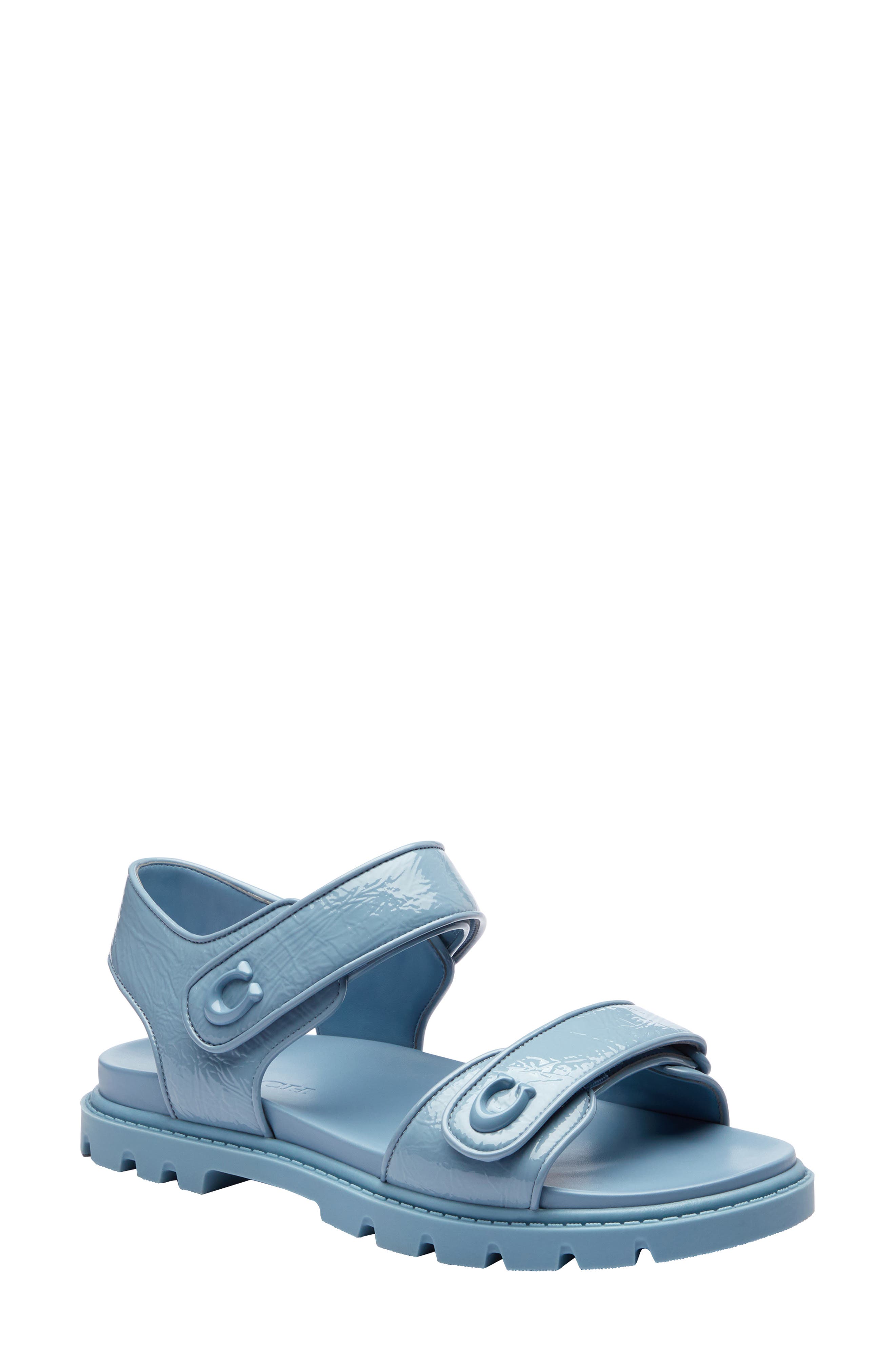 COACH Brynn Patent Leather Ankle Strap Sandal
