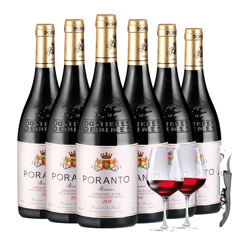 【JD旗舰店】法国进口红酒14度AOP级贝诗纳干红葡萄酒 750ml*6瓶