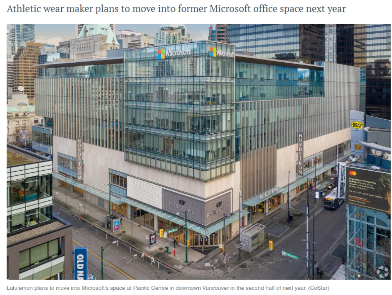 Lululemon Signs Downtown Vancouver's Largest Office Lease