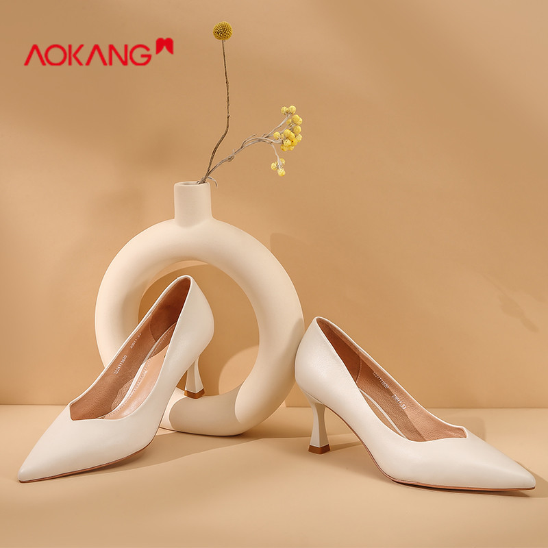 【奥康】头层牛皮春季新款高跟单鞋