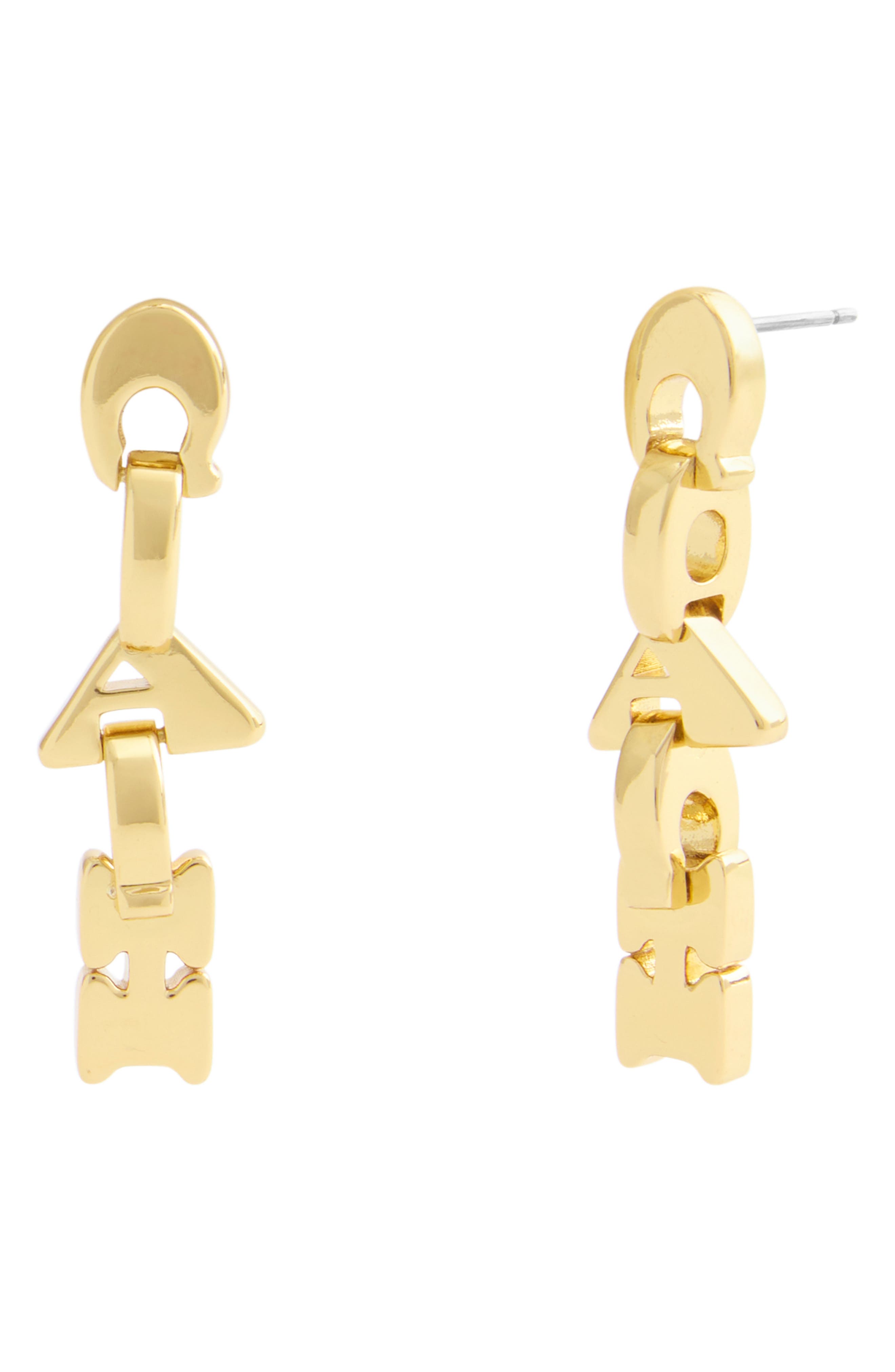 COACH Logo Link Linear Drop Earrings
