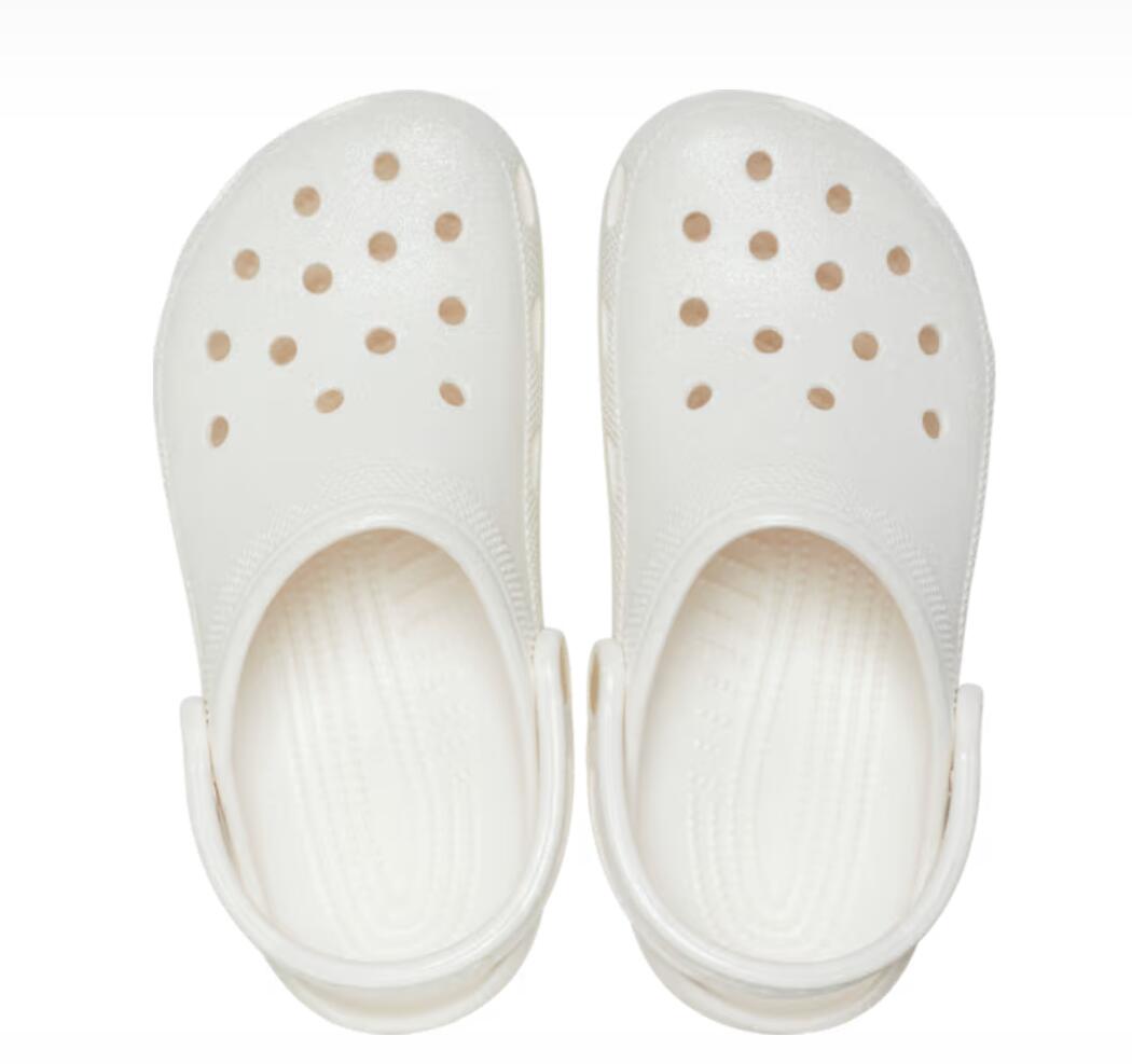 Crocs细闪白色基础款洞洞鞋，补货少量7码
