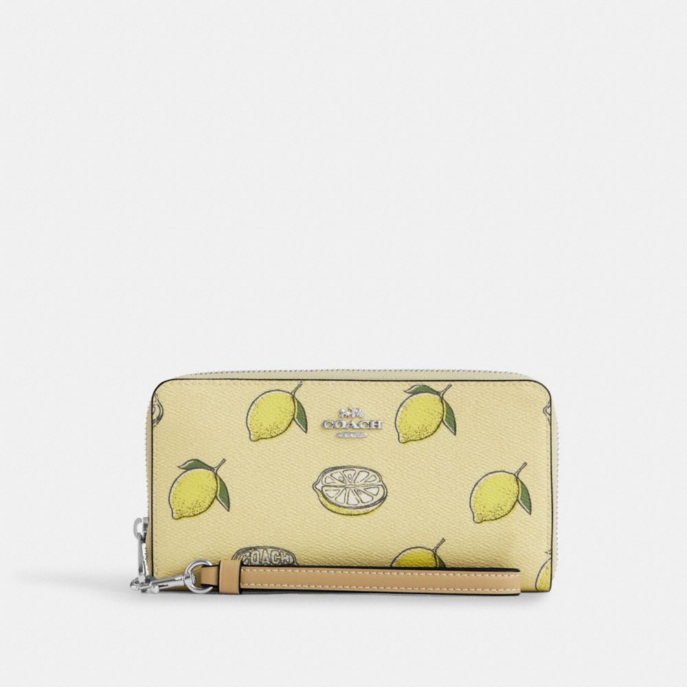 coach long zip around wallet with lemon print CAO91-SVXUC